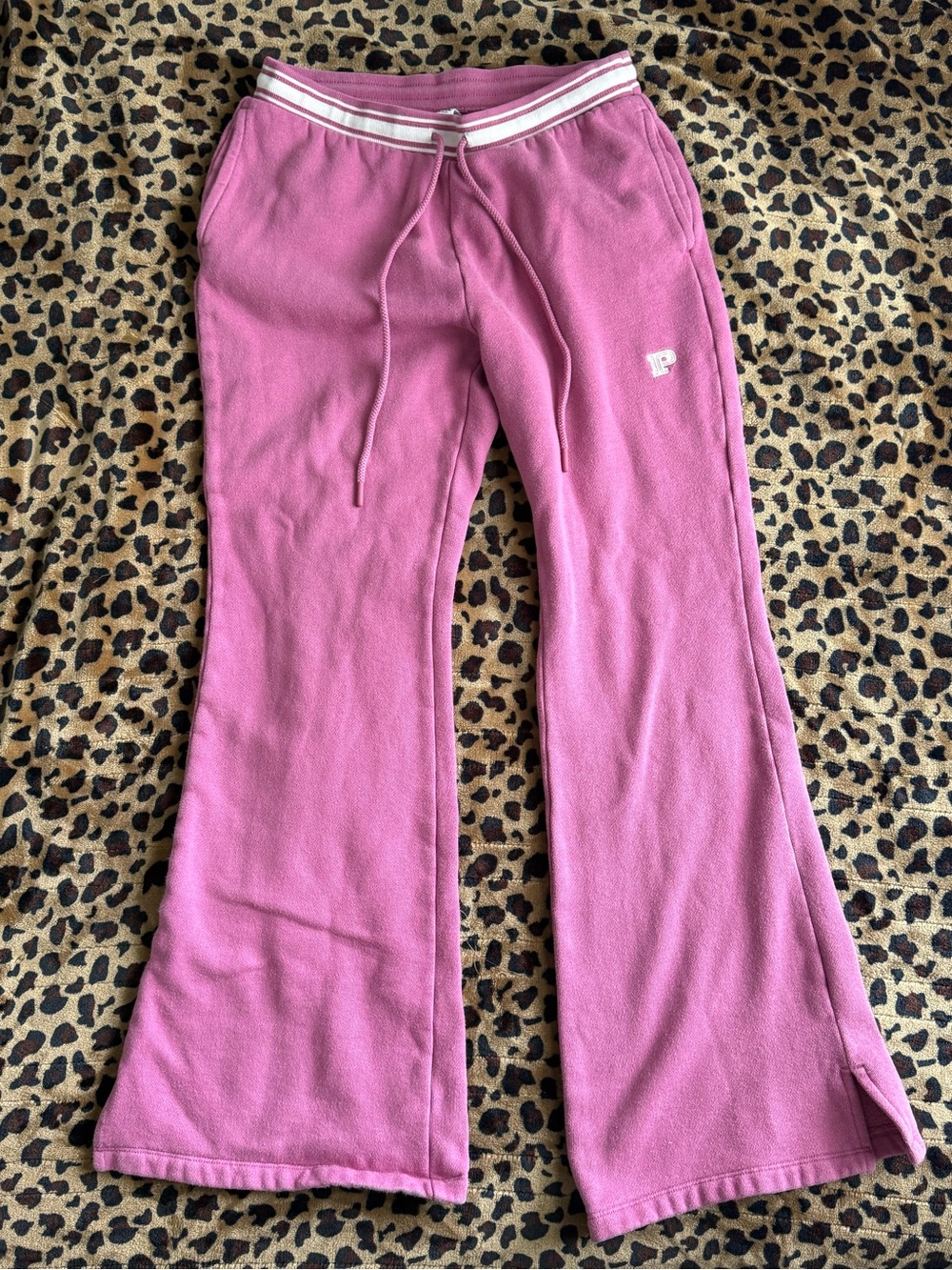 Pink Victoria Secret Fleece Flare Joggers with Drawstring Waist